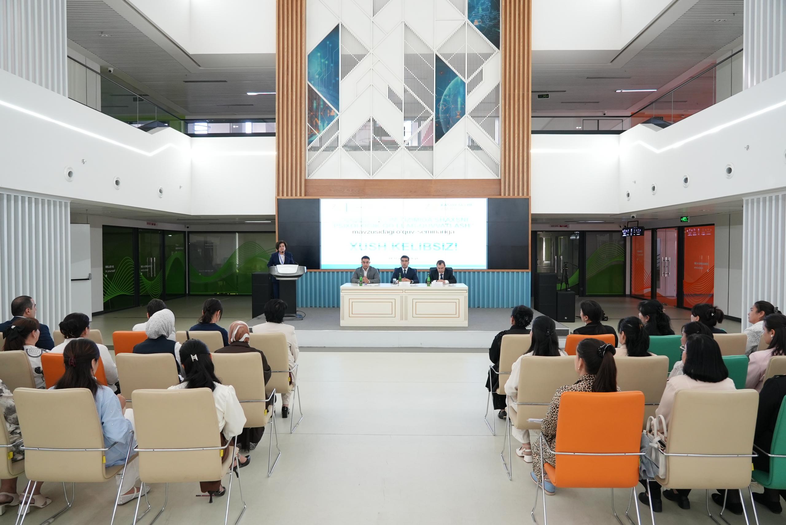 Kasbiy ta’lim tizimida shaxsni psixologik qo‘llab-quvvatlashga bag‘ishlangan o‘quv-seminar boshlandi